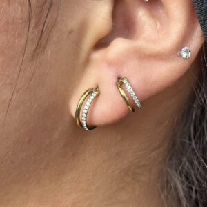 Doble Aro con Zircon Titanio